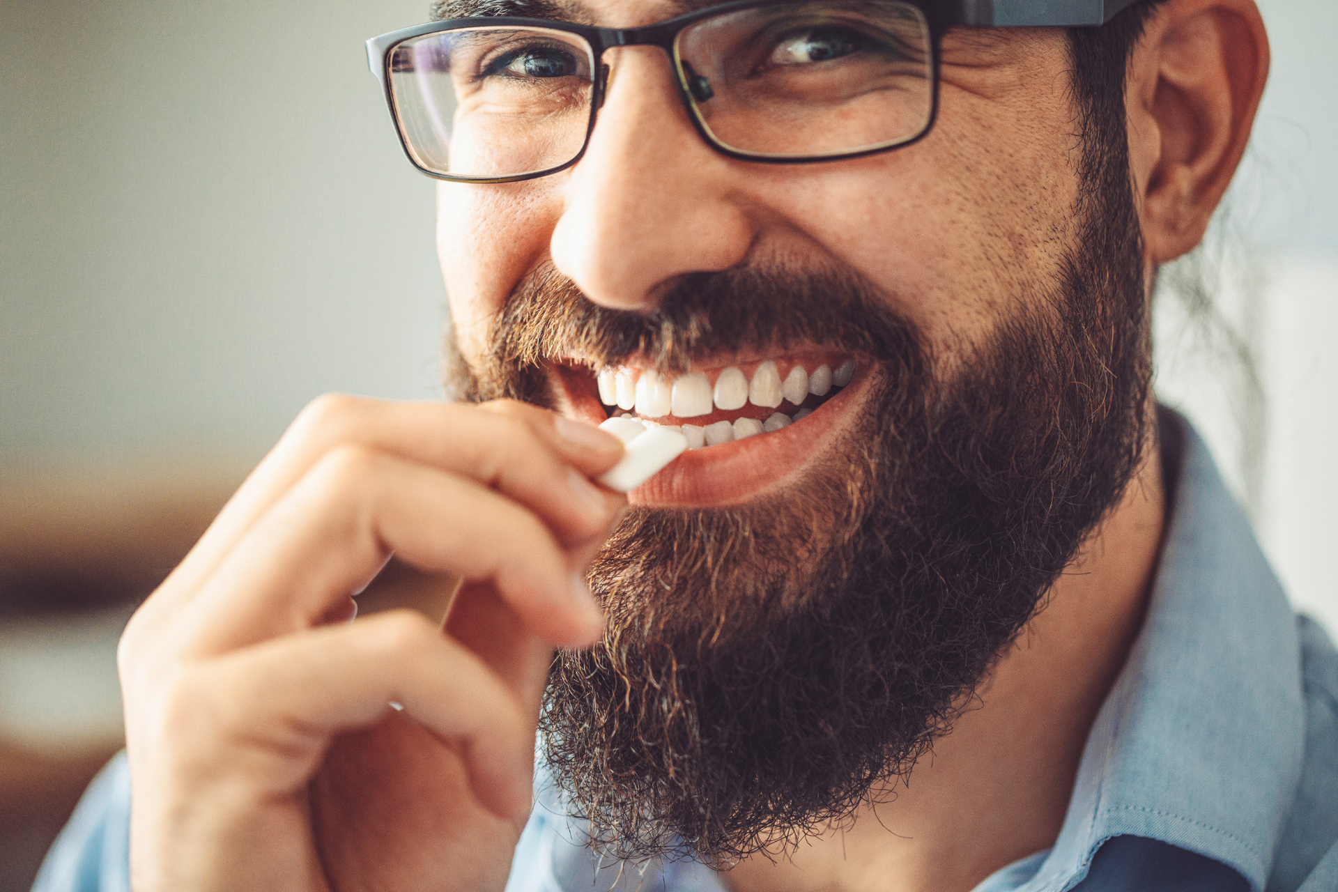 gum man man chewing sugar-free gum